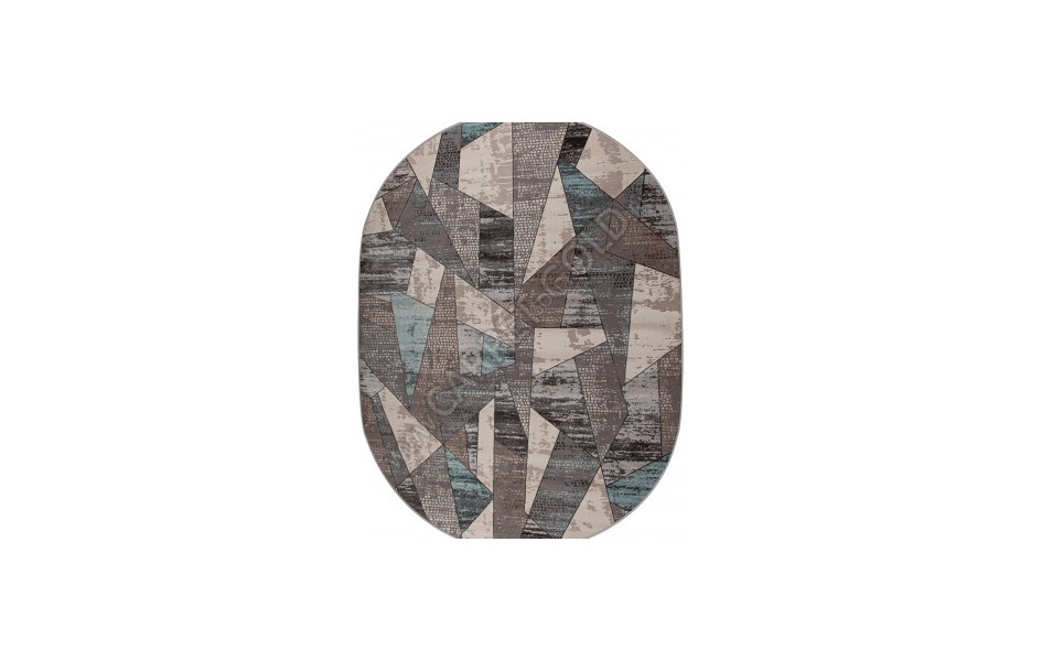 Ковер Avon 36854A OVAL L.GREY / BLUE геометрия