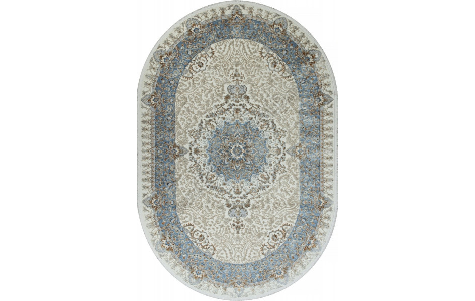 Ковер 06066A - L.BLUE FDY / CREAM HB - Овал - коллекция SAHARA